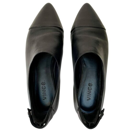 Vince Noel Cap Toe Shoe Womens Black Leather Size 8.5M Designer Contemporary - Picture 15 of 16
